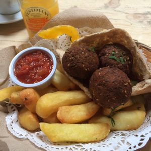 Falafel Pitta at Blue Sky Cafe in Bangor