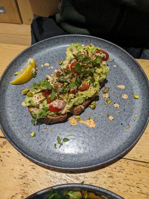 Avo Smash (vegan option) at Blue Sky Cafe in Bangor