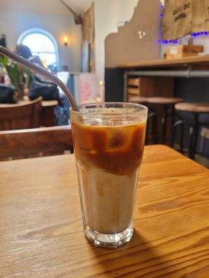 Iced Coffee (Oat Milk) at Blue Sky Cafe in Bangor