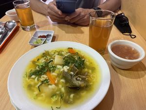 Soup, dessert and drink   at Salvia in Huaraz