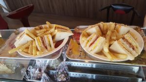 club sandwich set comes with drink and snacks at D & B Veggie in New Taipei City