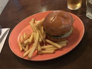 Beet and bean burger   at Las Iguanas in Coventry