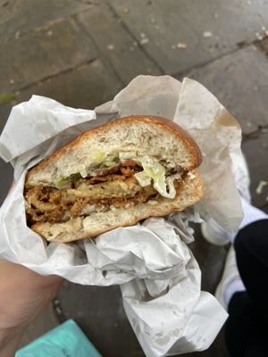 chicken and bacon burger at Temple of Seitan - Hackney in East London