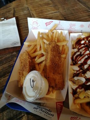 Strips and chips at Temple of Seitan - Hackney in East London