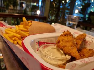 Regular wings, regular fries at Temple of Seitan - Hackney in East London
