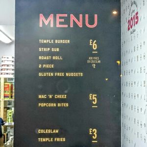 Temple of Hackney menu at Temple of Seitan - Hackney in East London