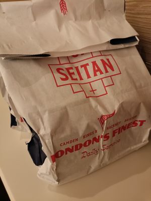 Order in bag at Temple of Seitan - Hackney in East London