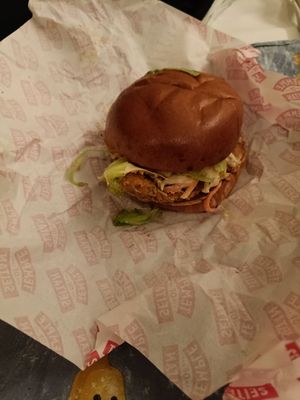 Temple Burger with coleslaw at Temple of Seitan - Hackney in East London