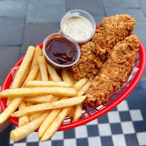 Strips and chips at Temple of Seitan - Hackney in East London