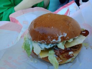 Temple burger was greasy and full of flavor at Temple of Seitan - Hackney in East London