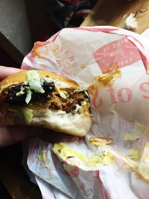 Chicken style burger at Temple of Seitan - Hackney in East London