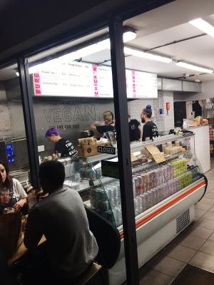 Inside the eatery  at Temple of Seitan - Hackney in East London