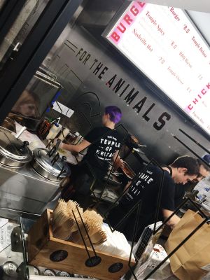 Inside the eatery  at Temple of Seitan - Hackney in East London