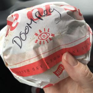 Here we go, extra hot! Vegan burger  at Temple of Seitan - Hackney in East London