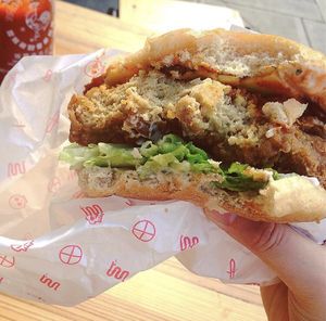 Temple burger  at Temple of Seitan - Hackney in East London