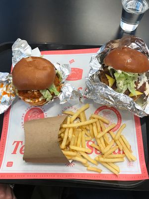 Buffalo burger and Temple burger at Temple of Seitan - Hackney in East London