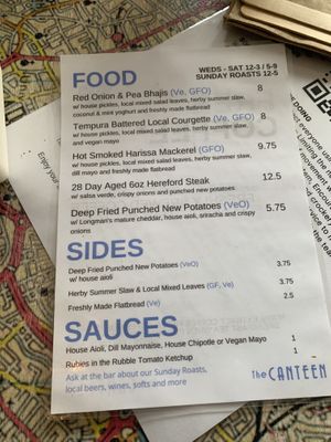 Menu  at The Canteen Bar in Bristol