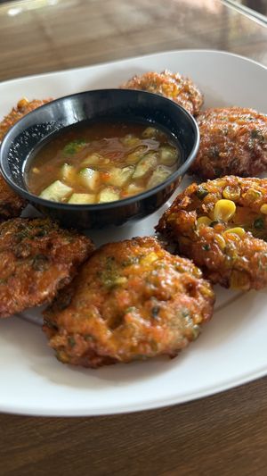 Carrots and corn fritters   at Jai Mai Jumjay in Chiang Mai