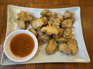 Lion’s mane mushrooms (not good 🥺, too chewy)   at Jai Mai Jumjay in Chiang Mai