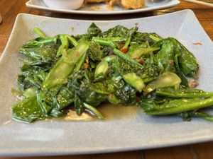 Stir -fry baby kale 🥬 -very good 😊   at Jai Mai Jumjay in Chiang Mai