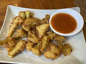 Crispy cauliflower 🥺 (too hard to chew)  at Jai Mai Jumjay in Chiang Mai
