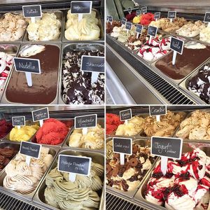 Vegan ice cream: strawberry, mango, blueberry and raspberry. at Pohorska Kavarna Paradice in Maribor