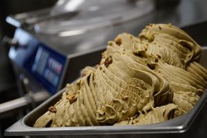 Vegan pistachio ice cream at Pohorska Kavarna Paradice in Maribor