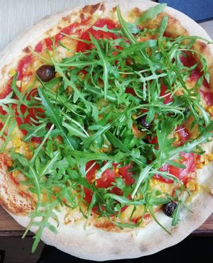 vegan pizza at La Cantina in Maribor