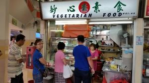 stall front at Miao Xin 妙心斋 - Yuhua Village in West Singapore