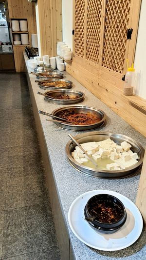 section with warm food #Veganuary at Sujata 수자타 in Gwangju