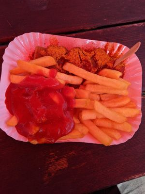 Vegan currywurst at Curry at the Wall - Food Stand in Berlin
