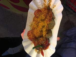 Vegan currywurst at Curry at the Wall - Food Stand in Berlin
