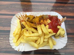 Vegan currywurst at Curry at the Wall - Food Stand in Berlin