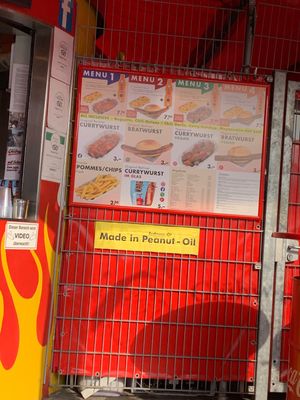 The menu at Curry at the Wall - Food Stand in Berlin