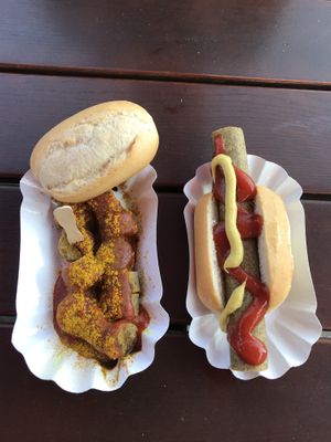  Vegan currywurst and bratwurst  at Curry at the Wall - Food Stand in Berlin