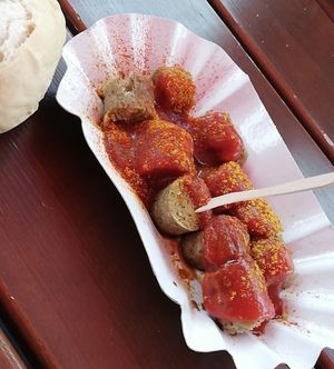 Vegan currywurst at Curry at the Wall - Food Stand in Berlin