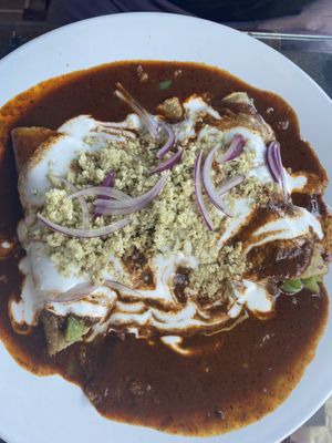 Enmoladas at Cinnamon Veggie in Cuernavaca