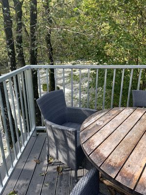 View from terrace at Chesters by the River in Skelwith Bridge