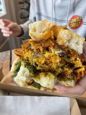 Close up of the bhaji goodness at Chesters by the River in Skelwith Bridge