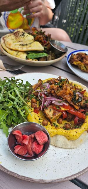 Tofu kebab flatbread   at Chesters by the River in Skelwith Bridge