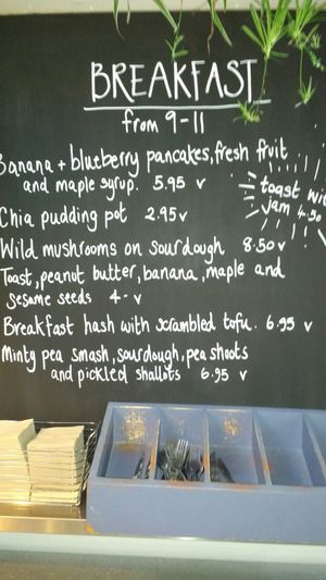 Breakfast menu: all vegan! at Chesters by the River in Skelwith Bridge