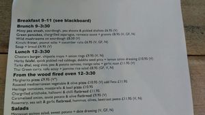 Main menu : V = vegan, rest is vegetarian at Chesters by the River in Skelwith Bridge