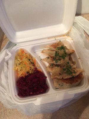 Dumplings with cabbage and mushroom. at Faloviec Kuchnia Roślinna in Gdansk