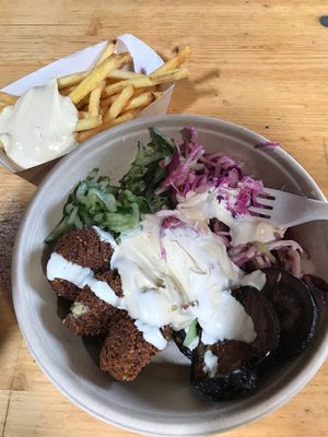 Falafel Salad & French Fries at Fala Fala in Copenhagen