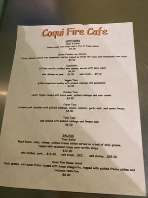 Menu #Veganuary at Coqui Fire Cafe in Vieques