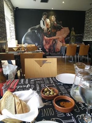 Complimentary olives, bread and fruit infused water. at La Rambla  in Paisley