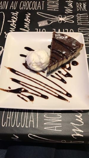 Oreo cheesecake with coconut ice cream  at La Rambla  in Paisley