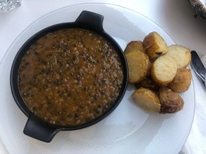 dal and potatoes  at Skuhna in Ljubljana