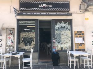 restaurant front at Skuhna in Ljubljana