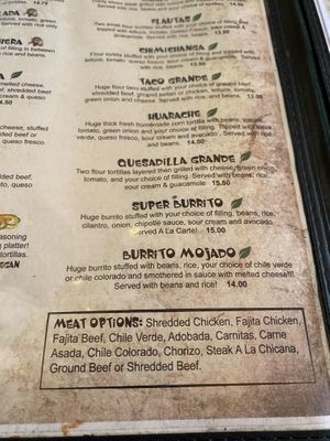 Lunch menu with veg options indicated 🌱  at El Zarape in Yuba City